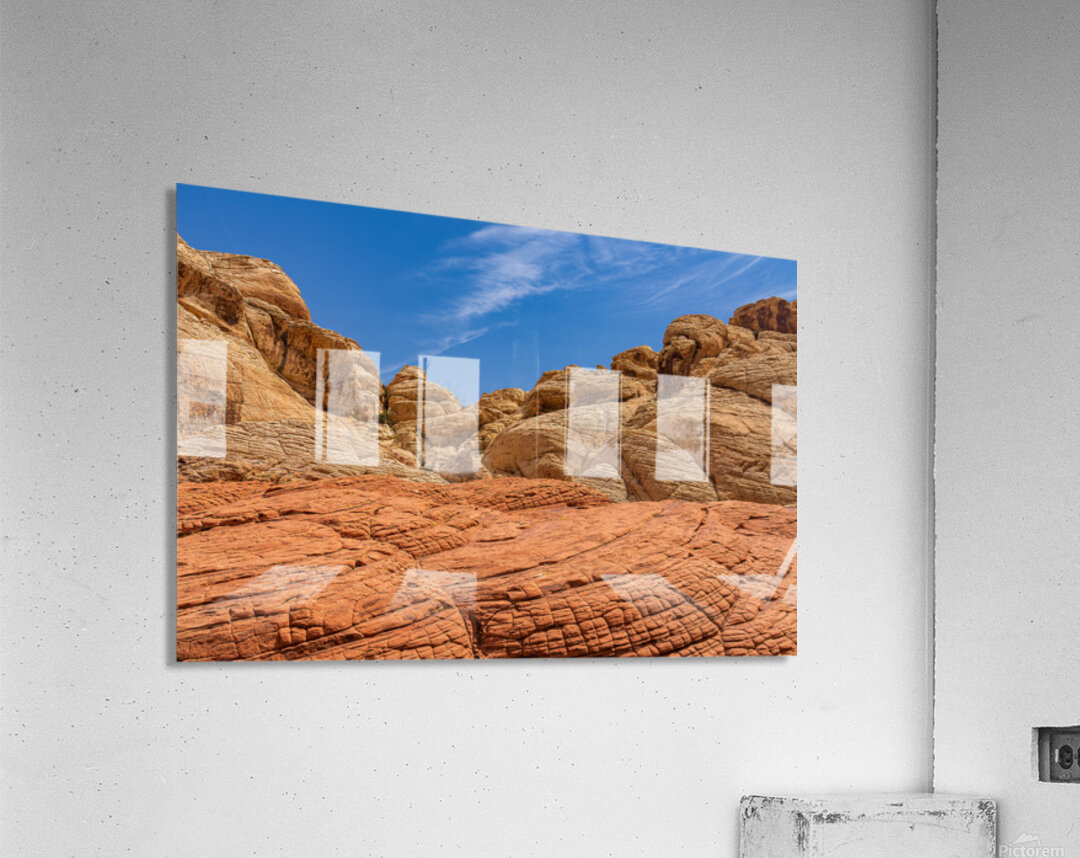Sandstone formations on the Calico Tanks trail in Red Rock Canyo Impression acrylique