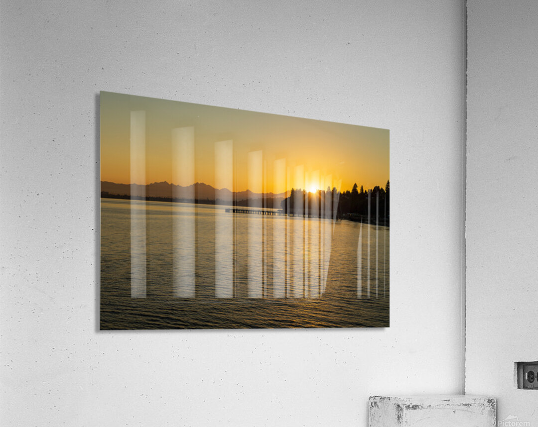 Sunrise seen from Mukilteo to Clinton Ferry to Whidbey Island Acrylic Print