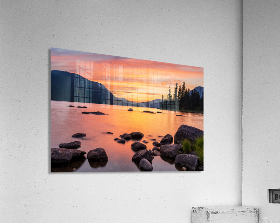 Vibrant sunset over Lake Wenatchee in the Cascade Mountains WA Acrylic Print