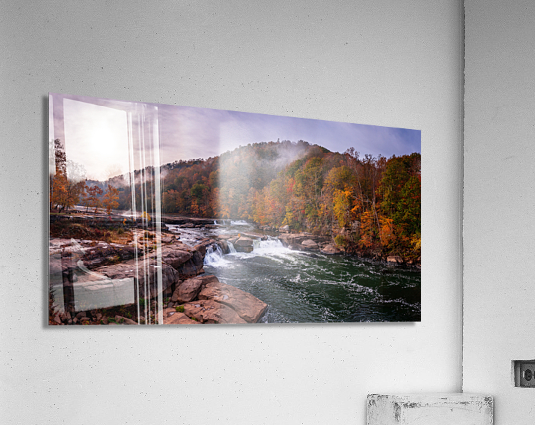 Panoramic Valley Falls on a misty autumn day Acrylic Print