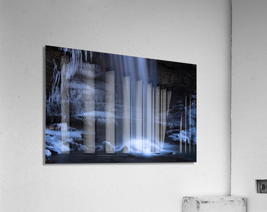 Cool Cucumber Falls detail in winter Acrylic Print