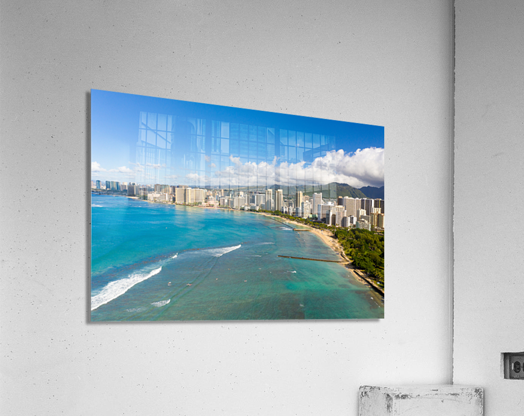 Aerial view of Waikiki looking towards Honolulu Acrylic Print