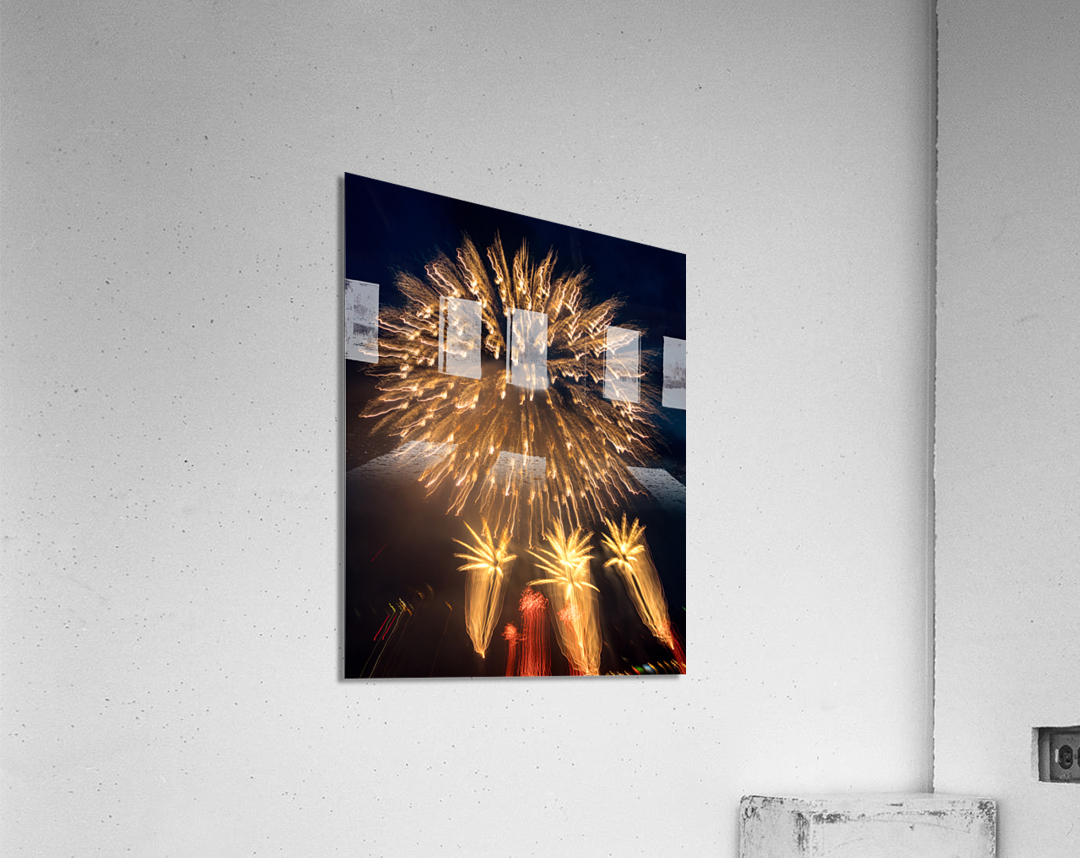 Abstract fireworks over Pittsburgh Acrylic Print