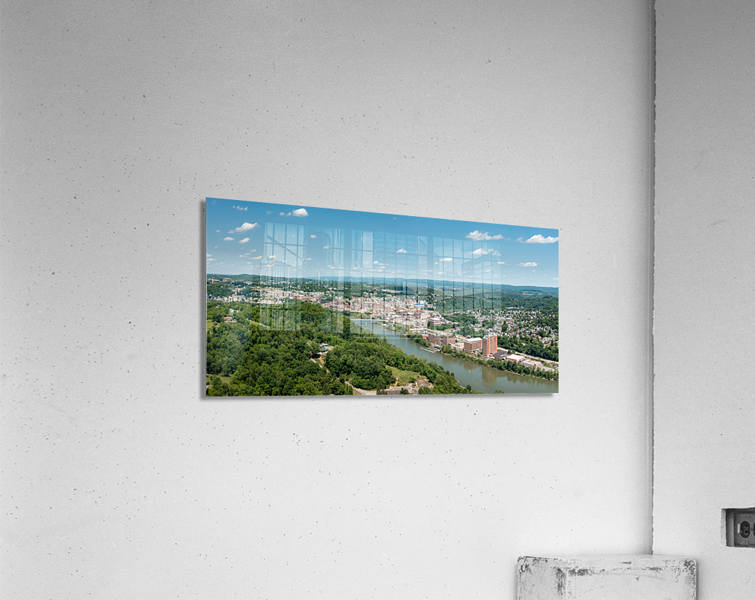 Aerial drone image of the downtown and university in Morgantown Acrylic Print