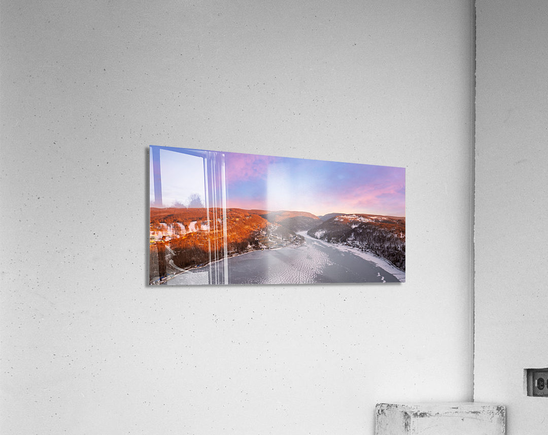 Aerial panorama of the frozen Cheat Lake in Morgantown Acrylic Print