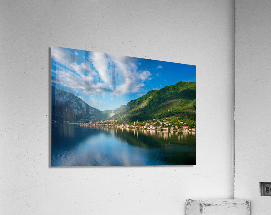 Town of Prcanj on the Bay of Kotor in Montenegro Impression acrylique