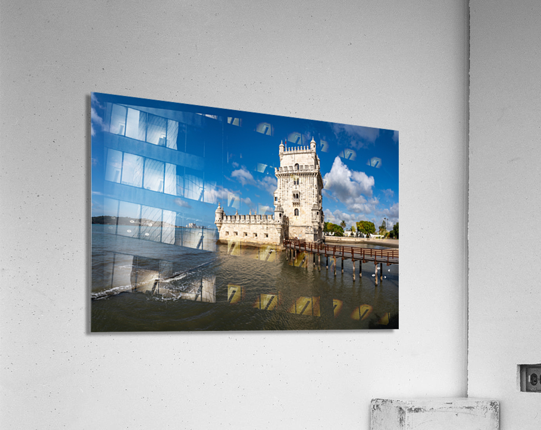 Panorama of the Tower of Belem near Lisbon Acrylic Print