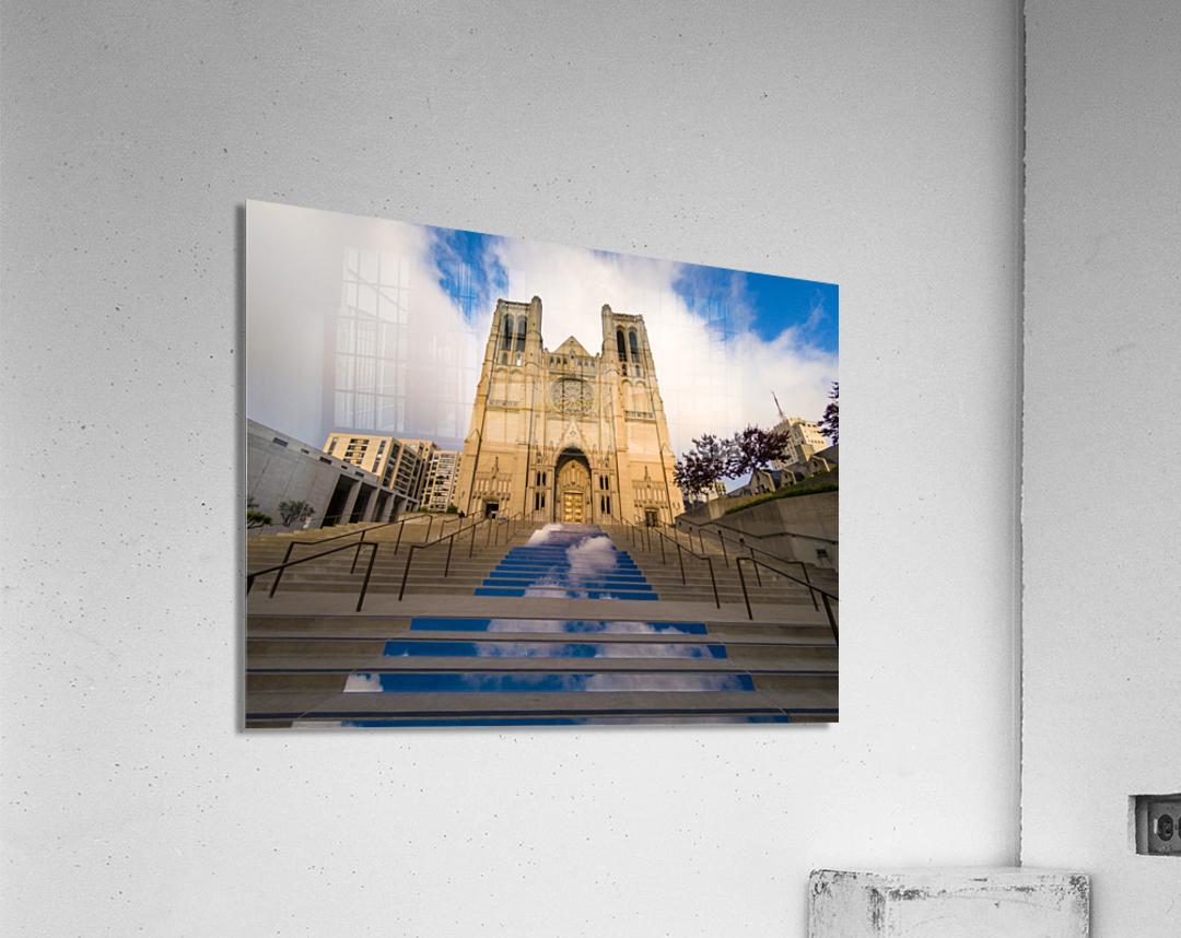 Entrance steps up to Grace Catholic Cathedral Acrylic Print