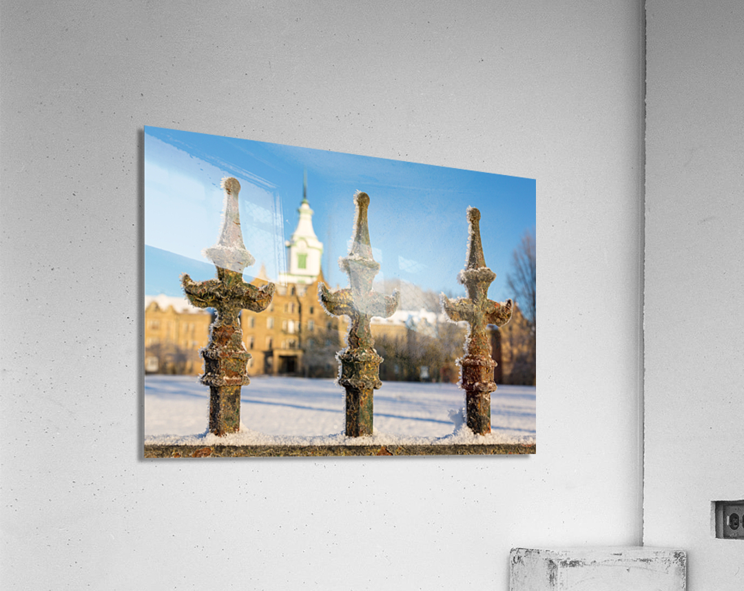 Railings in snow outside Lunatic Asylum Acrylic Print