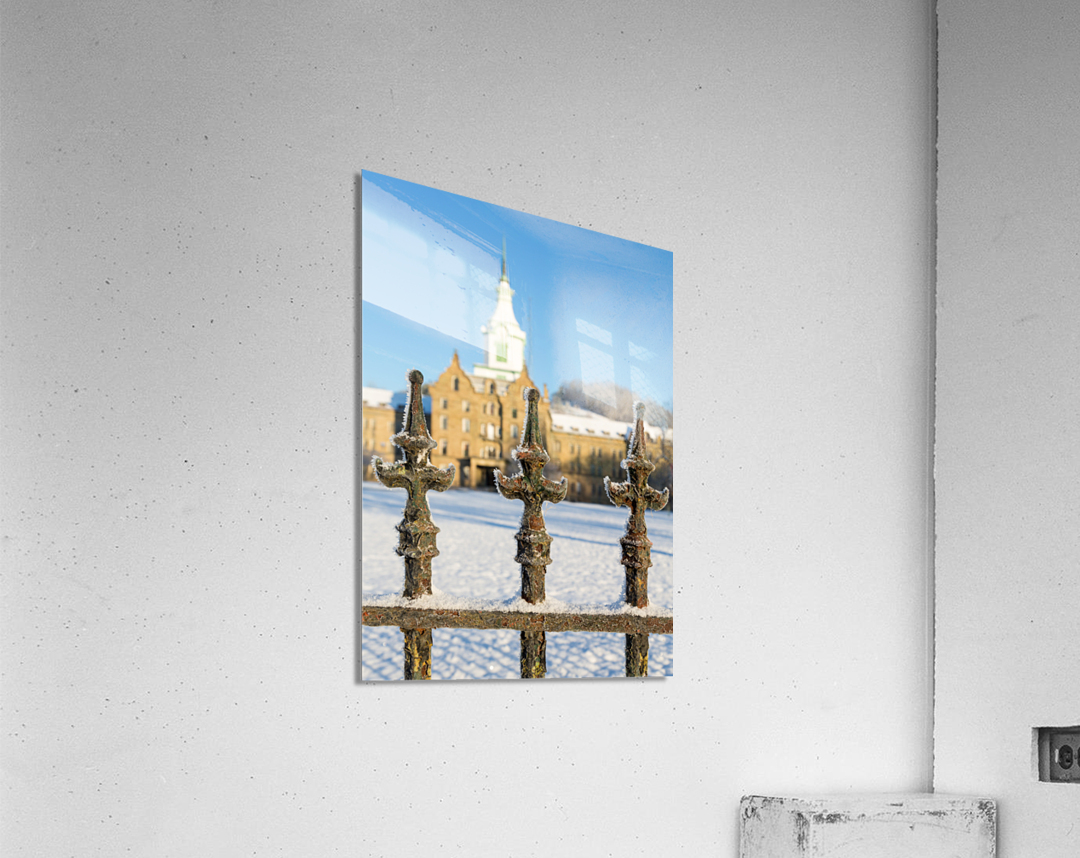 Railings in snow outside Weston Asylum Acrylic Print