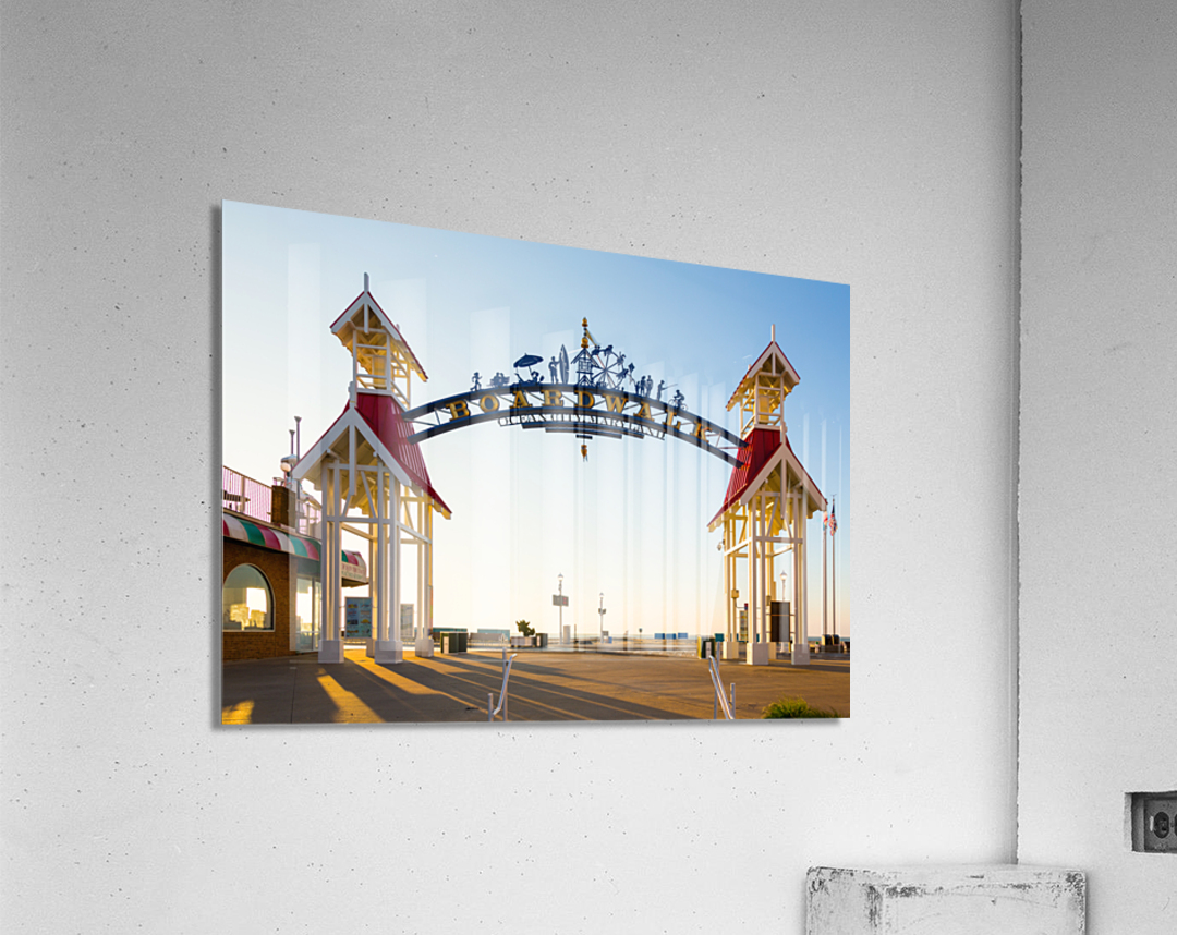 Famous sign above Ocean City boardwalk at sunrise Impression acrylique