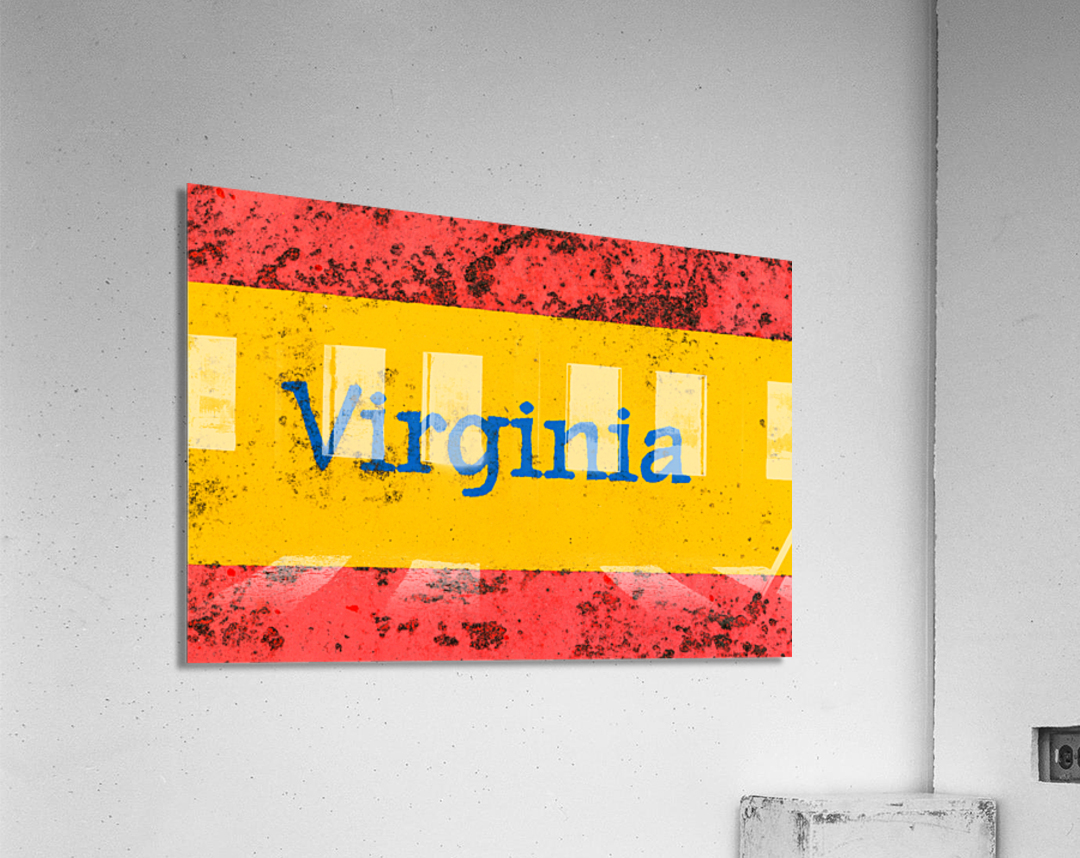 Macro photo of state of Virginia name on newstand Acrylic Print