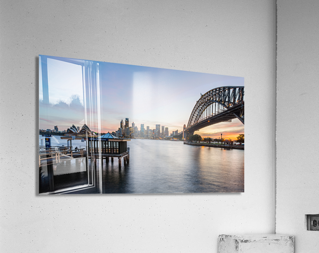 Dramatic panoramic sunset photo Sydney harbor Acrylic Print