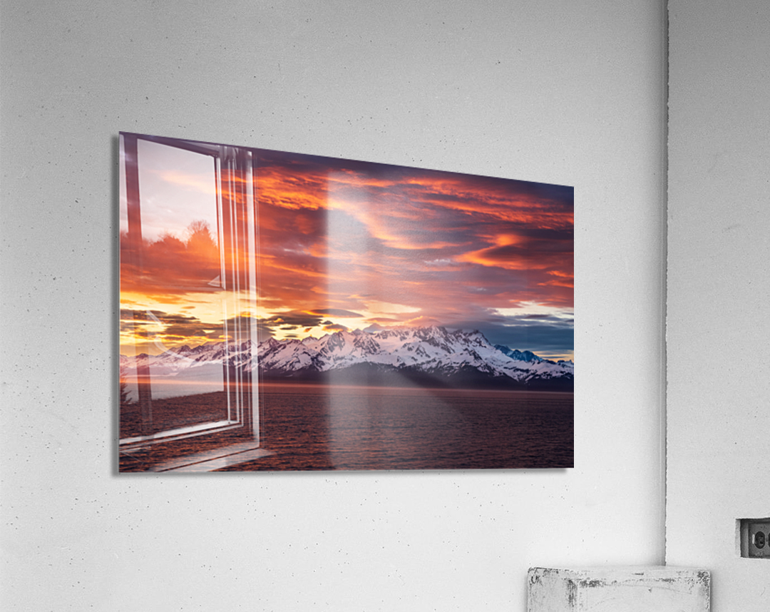 Sunset by Mt Fairweather and the Glacier Bay National Park in Al Acrylic Print