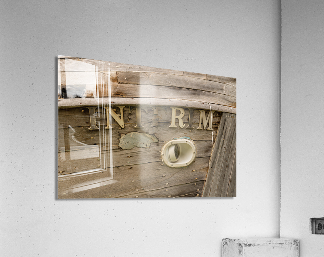 Detail of abandoned fishing boat by ocean at Icy Strait Point Acrylic Print