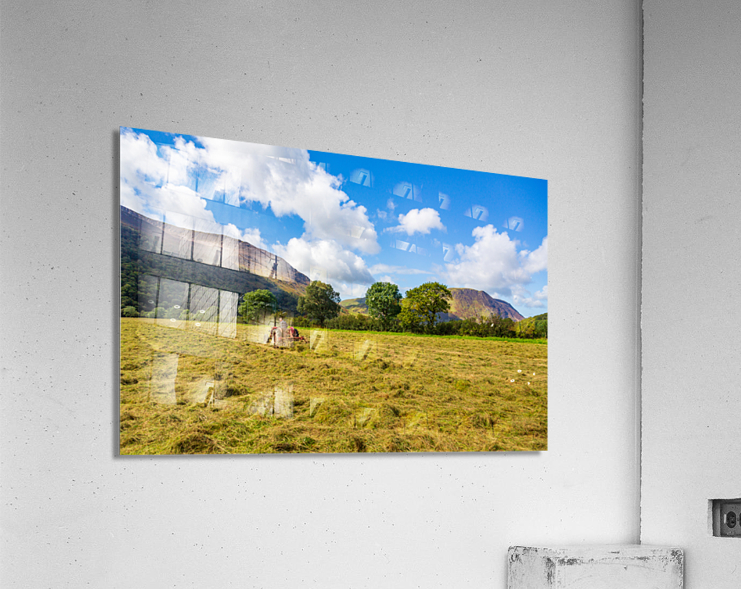 Antique tractor and threshing machine in England Acrylic Print