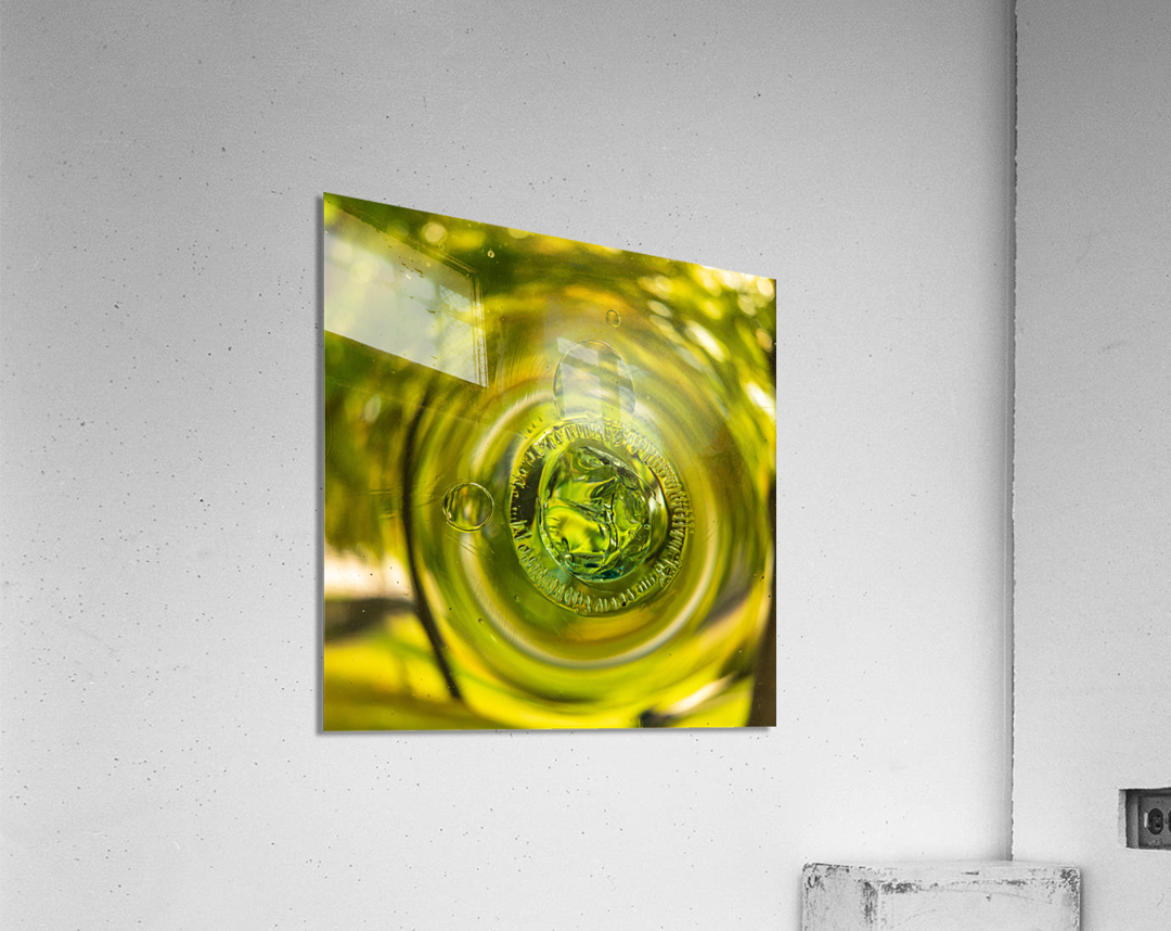 Old crown glass pane reflected warm garden Acrylic Print