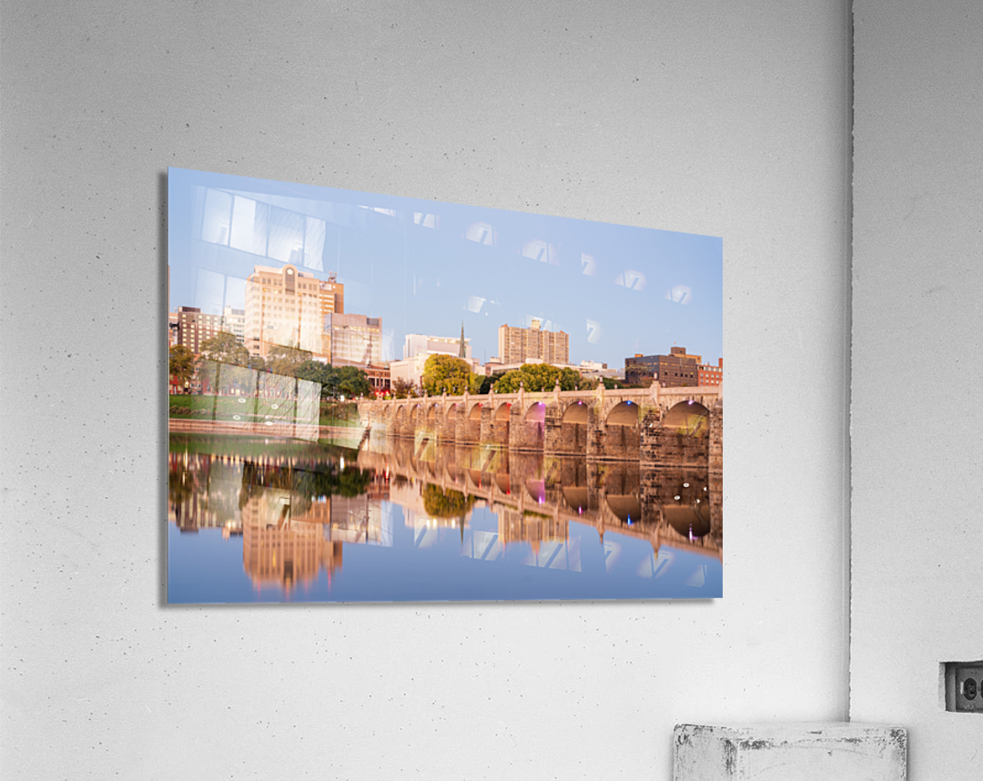 Reflections of Market Street bridge in the Susquehanna river Acrylic Print