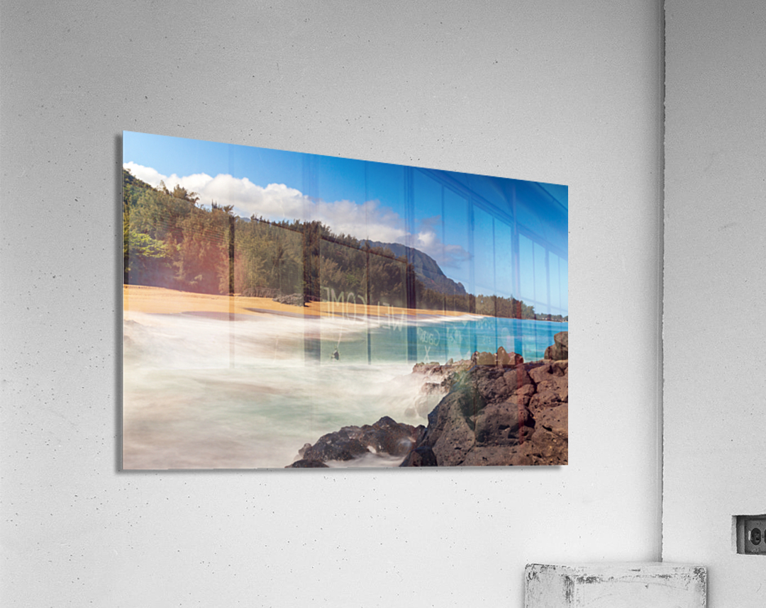Lumahai beach in Kauai in long exposure Acrylic Print