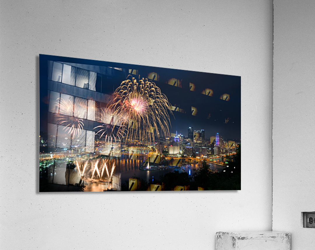 Fireworks over Pittsburgh for Independence Day Acrylic Print