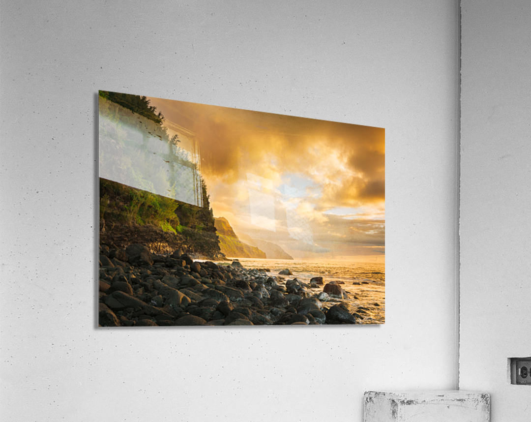 Sunset along Na Pali coast at Kee Beach Acrylic Print