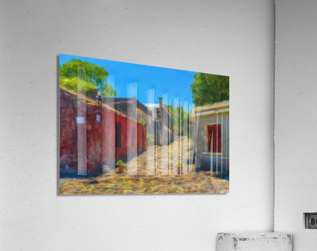 Oil painting of Street of Sighs in Colonia del Sacramento Acrylic Print