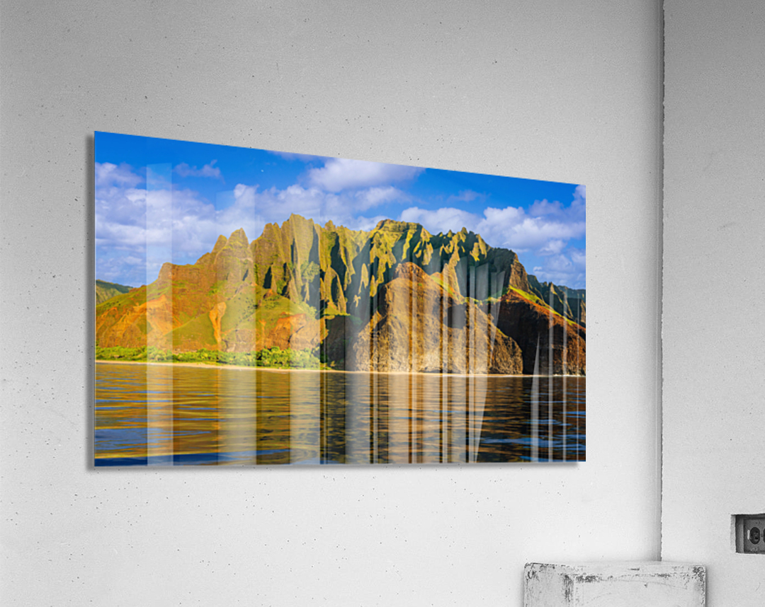 Na Pali coastline taken from cruise along Kauai shore Acrylic Print