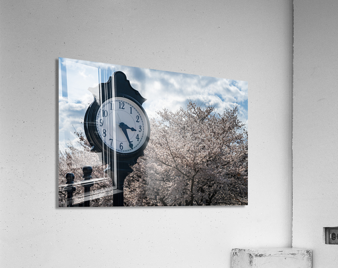 Old fashioned clock by the bike walking trail over Deckers Creek Acrylic Print