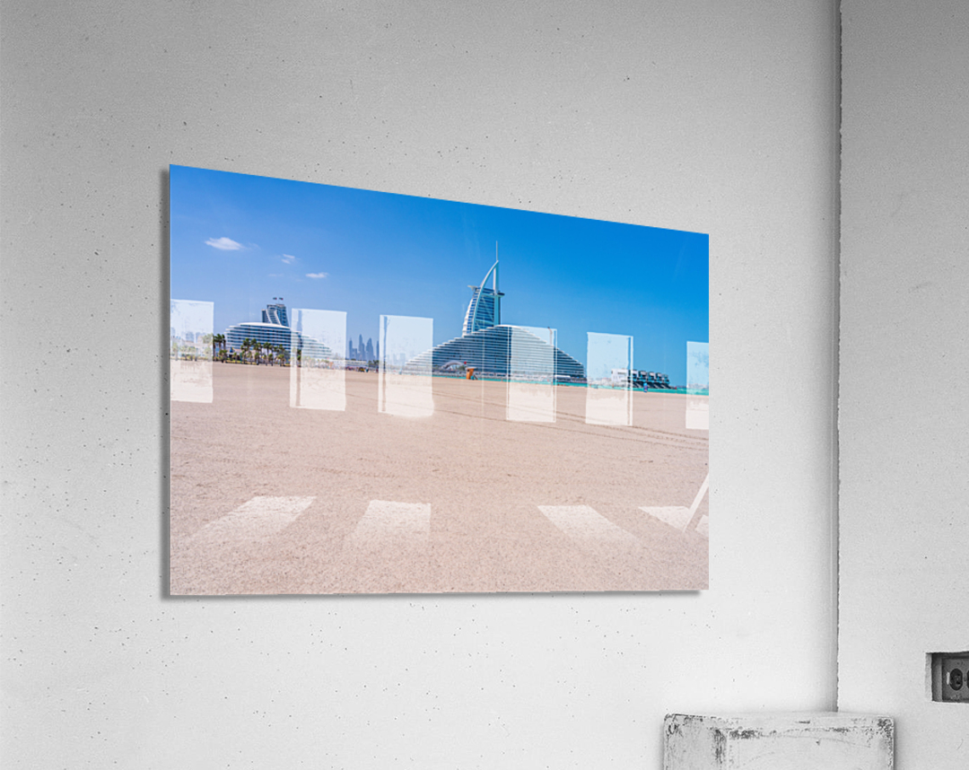 Iconic Burj al Arab behind newly constructed Marsa al Arab hotel Acrylic Print