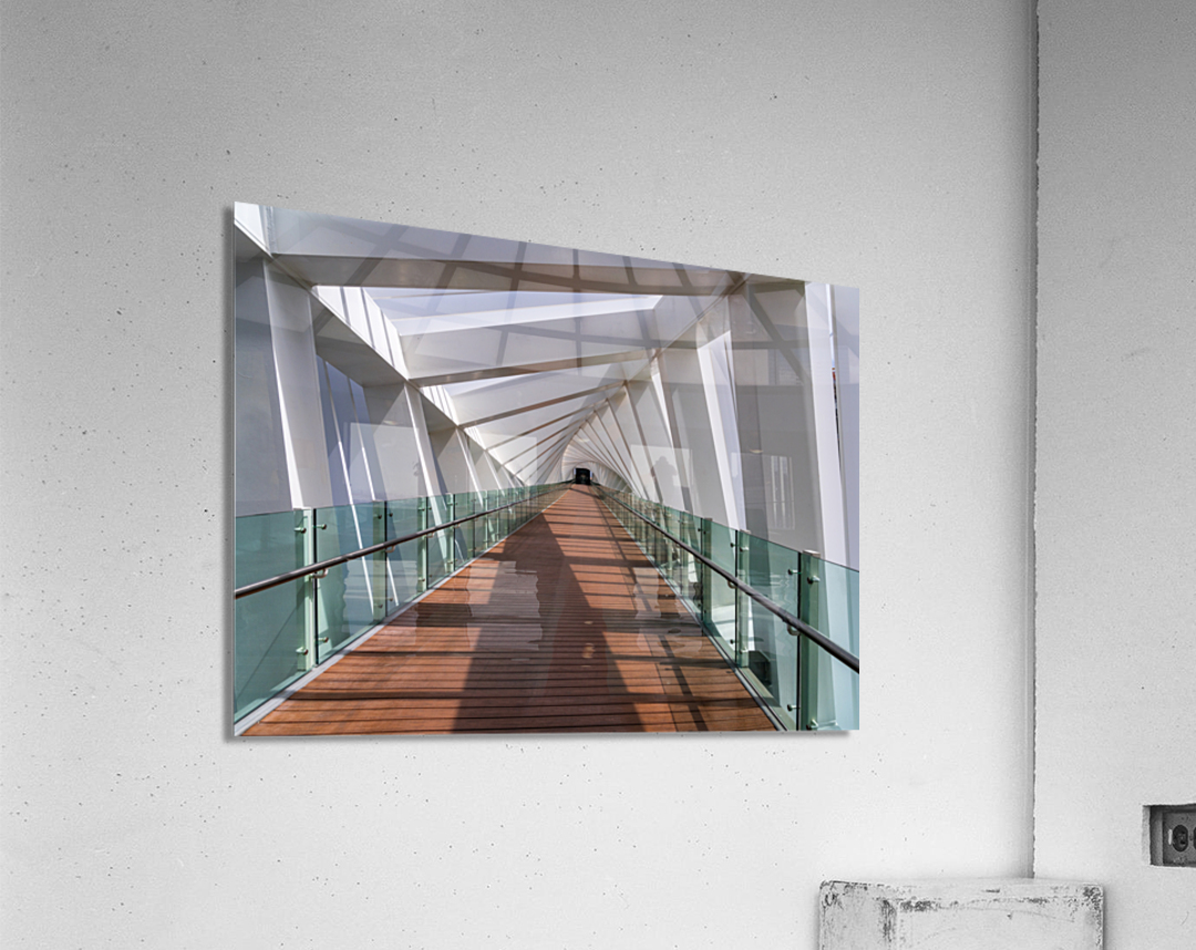 Dubai Water Canal bridge twists towards new apartment blocks Acrylic Print