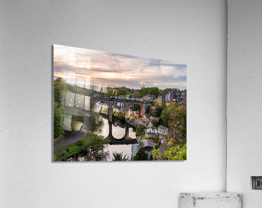 Old stone railway viaduct over River Nidd in Knaresborough Acrylic Print