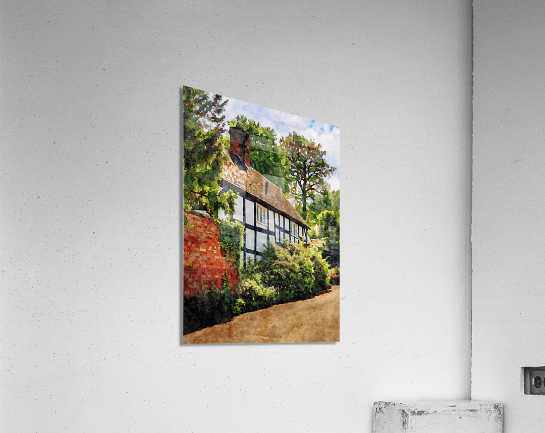Water color of tudor home in Ellesmere Shropshire Acrylic Print