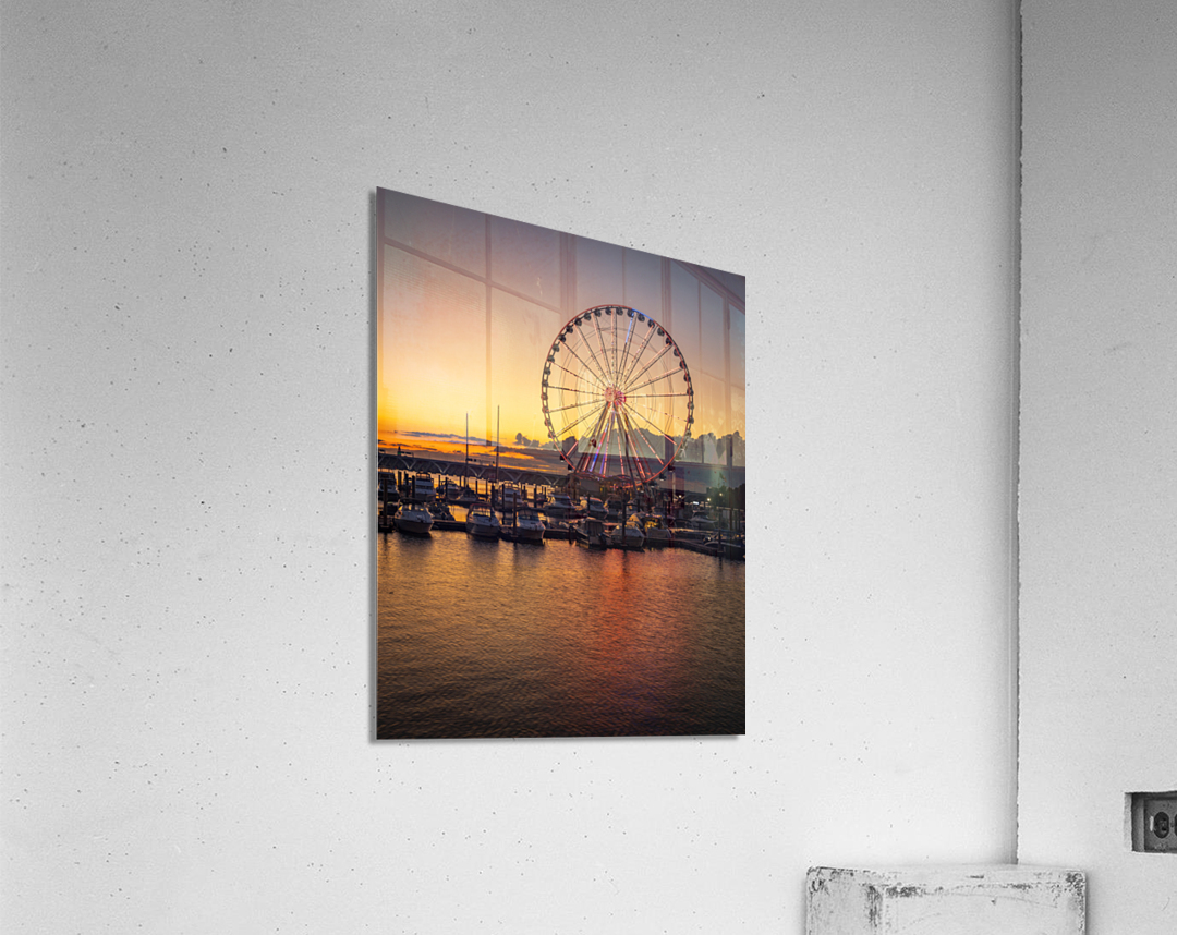 Ferris wheel at National Harbor at sunset Acrylic Print