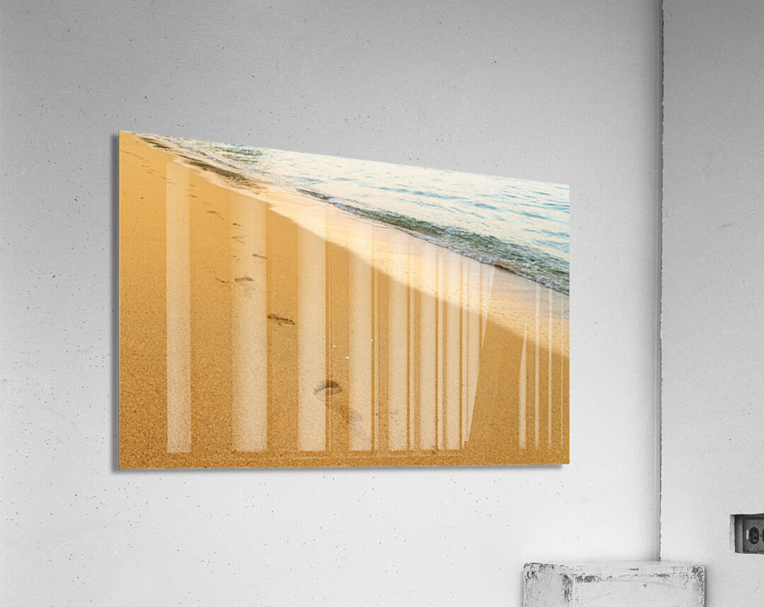 Early morning footsteps on Tunnels Beach on Kauai in Hawaii Acrylic Print