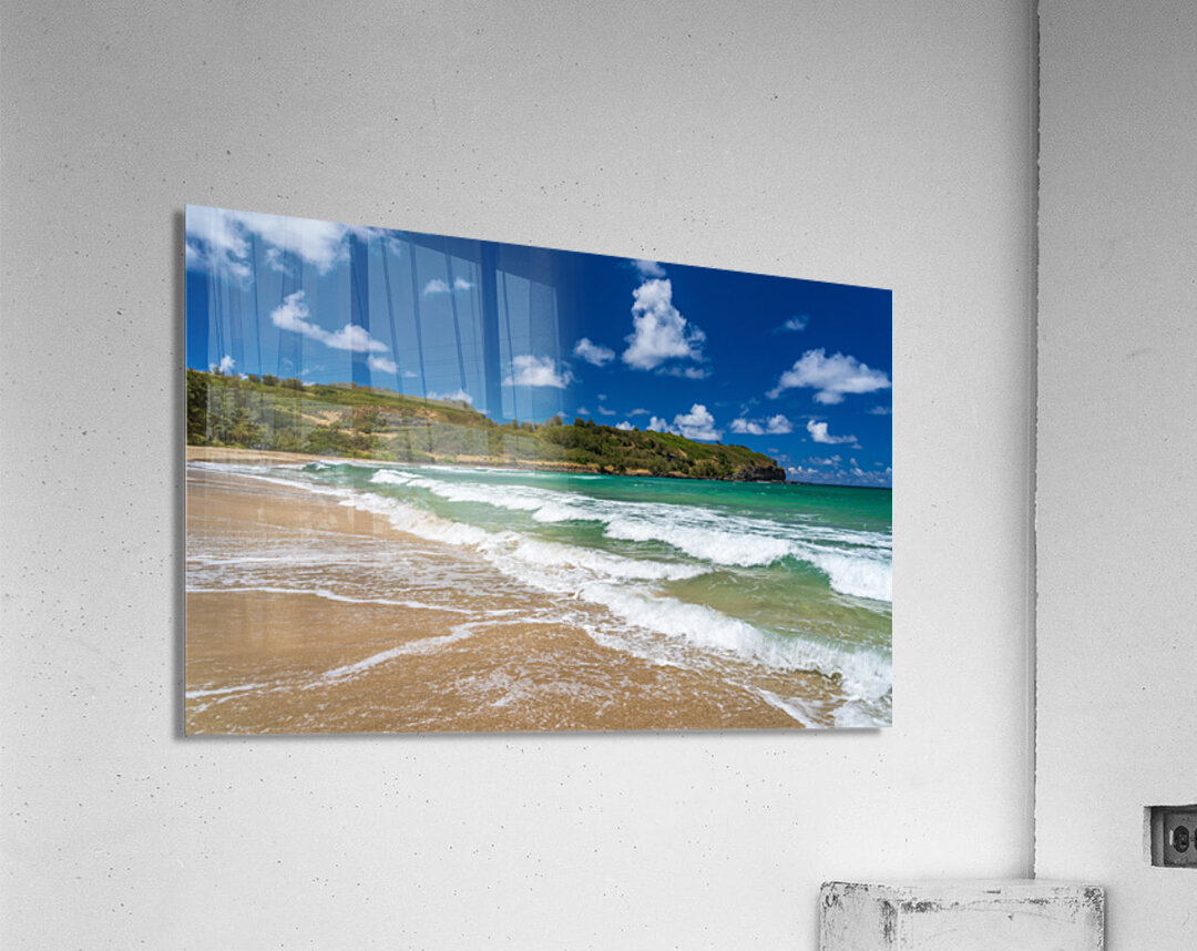 View along Kahili or Rock Quarry beach on north coast Kauai Acrylic Print