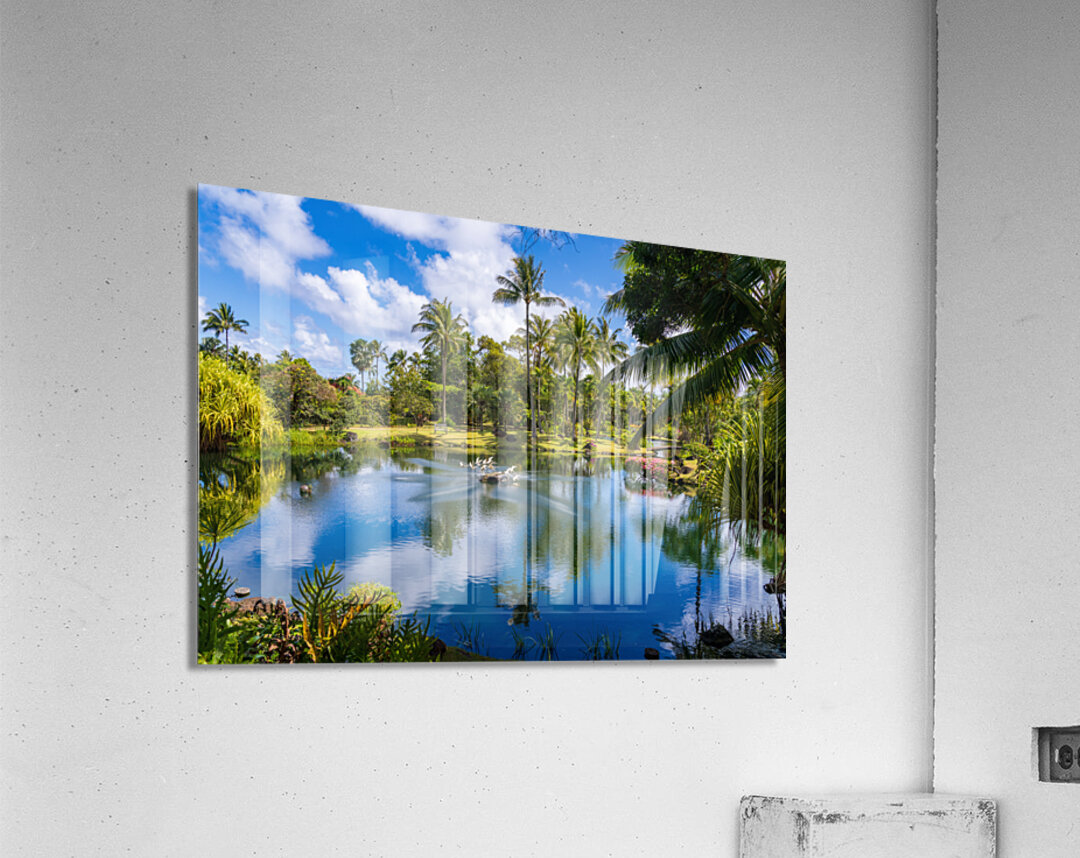 Gorgeous lagoon and lake in the Na Aina Kai sculpture garden Acrylic Print