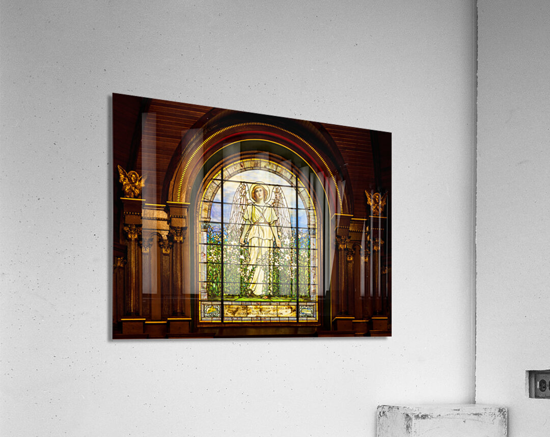 The Angel among the Lilies. Tiffany stained glass window. 1896 Acrylic Print
