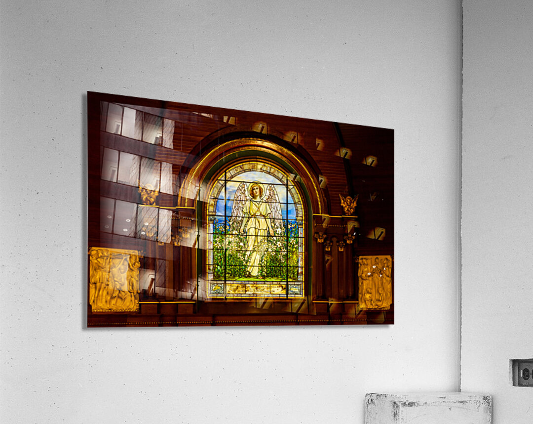 The Angel among the Lilies. Tiffany stained glass window. 1896 Acrylic Print