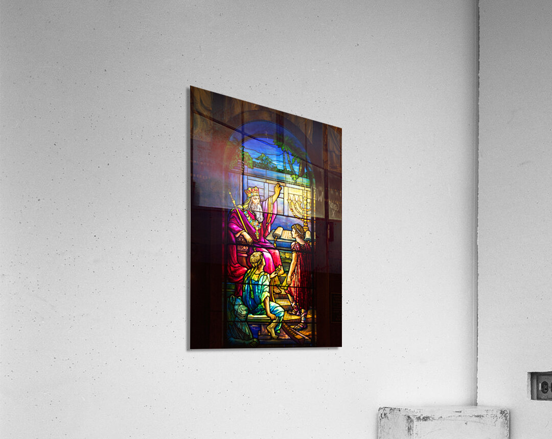 David set singers before the Lord. Tiffany stained glass window. Acrylic Print