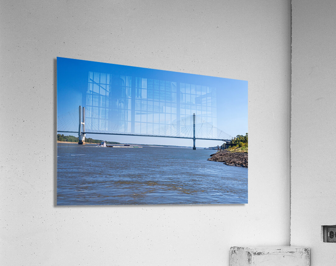 Modern Greenville bridge across the Mississippi to Arkansas with Acrylic Print