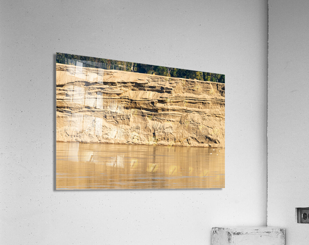 Exposed cliffs of sand by the side of Mississippi river in Octob Acrylic Print