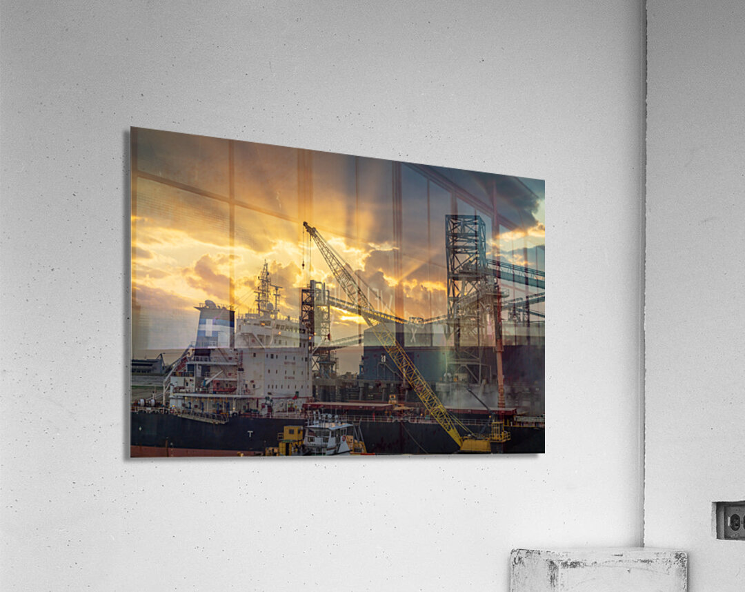 Sunset over Port Allen on Mississippi river in Baton Rouge Loui Acrylic Print