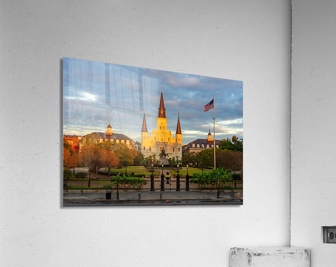 Sunrise on Cathedral Basilica of Saint Louis in New Orleans LA Impression acrylique