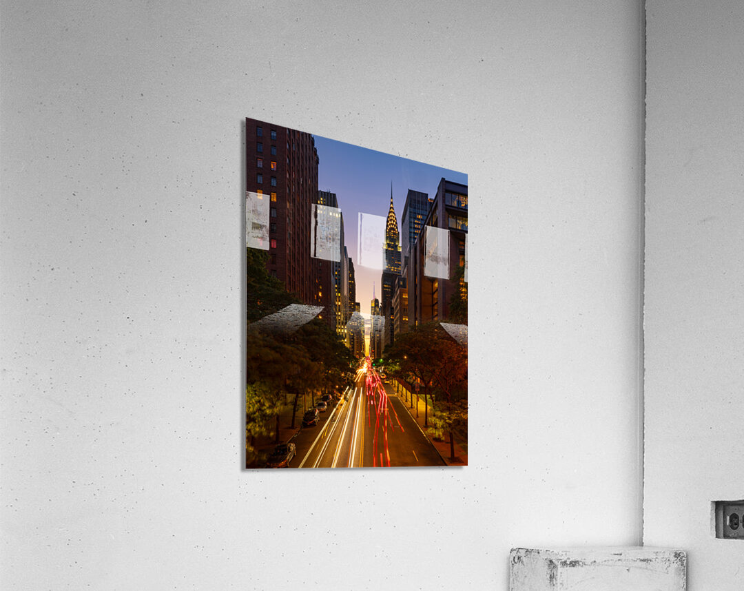 Manhattanhenge when the sun sets along 42nd street in NY Acrylic Print