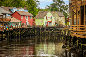 Famous Creek Street wharf in Ketchikan Alaska