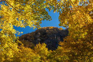 View of the rocky peaks of Smugglers Notch
