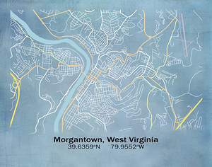 Blueprint of Morgantown WV city streets