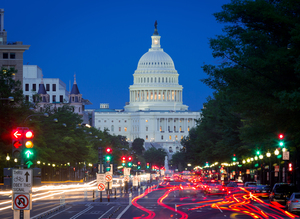 View down Pennsylvania Avenue DC at night