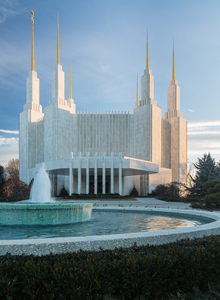 Mormon temple in Washington DC in late winter