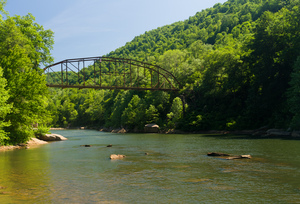 View of Jenkinsburg Bridge over Cheat River